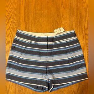 NWT  J Crew Shorts Womens Size 00 Blue Striped Textured Pockets